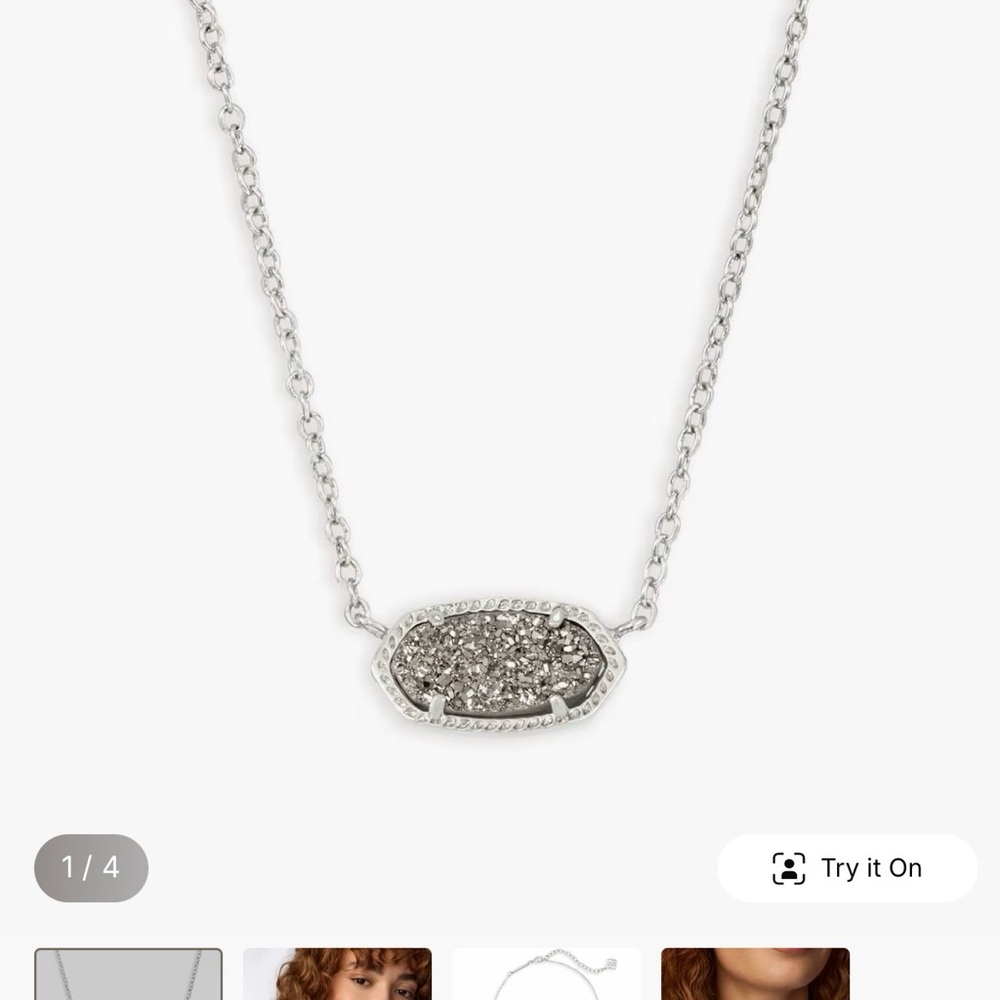 Silver Druzy Pendant Necklace - Women Jewelry